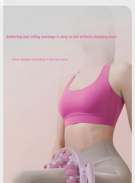 Beenmassageroller, verstelbaar dijmassageapparaat, spierontspanningsyogawiel, roze — afbeelding 2