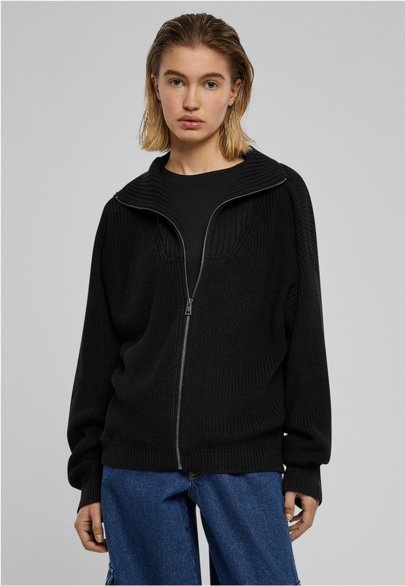 Urban Classics Knitted Zip Cardigan Sweater/trui met rits 4XL Zwart
