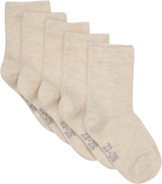 Minymo Kinder Socke Ankle Sock Solid (5-Pack) 5077 Sand Melange-27-30