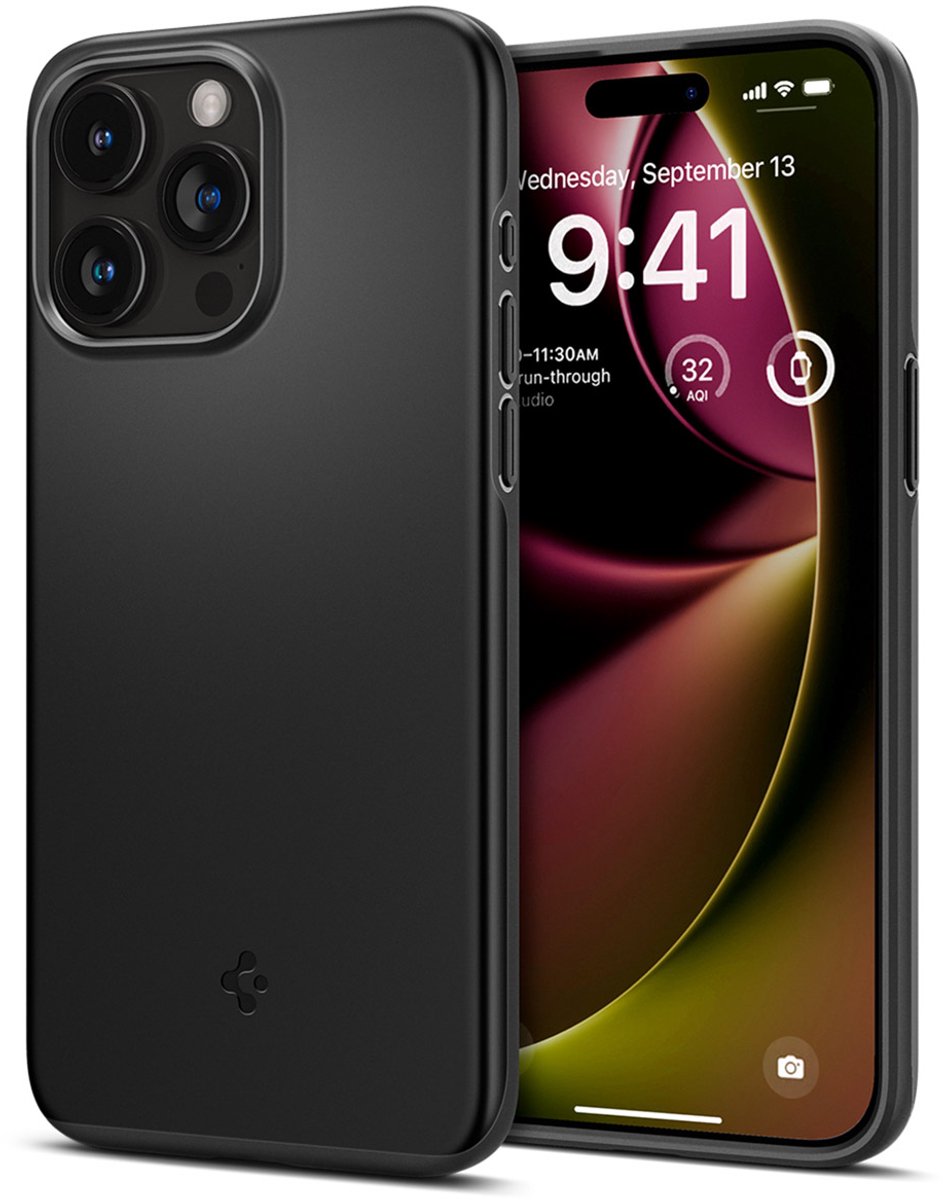 Spigen Thin Fit Case hoesje geschikt voor iPhone 15 Pro Max - zwart