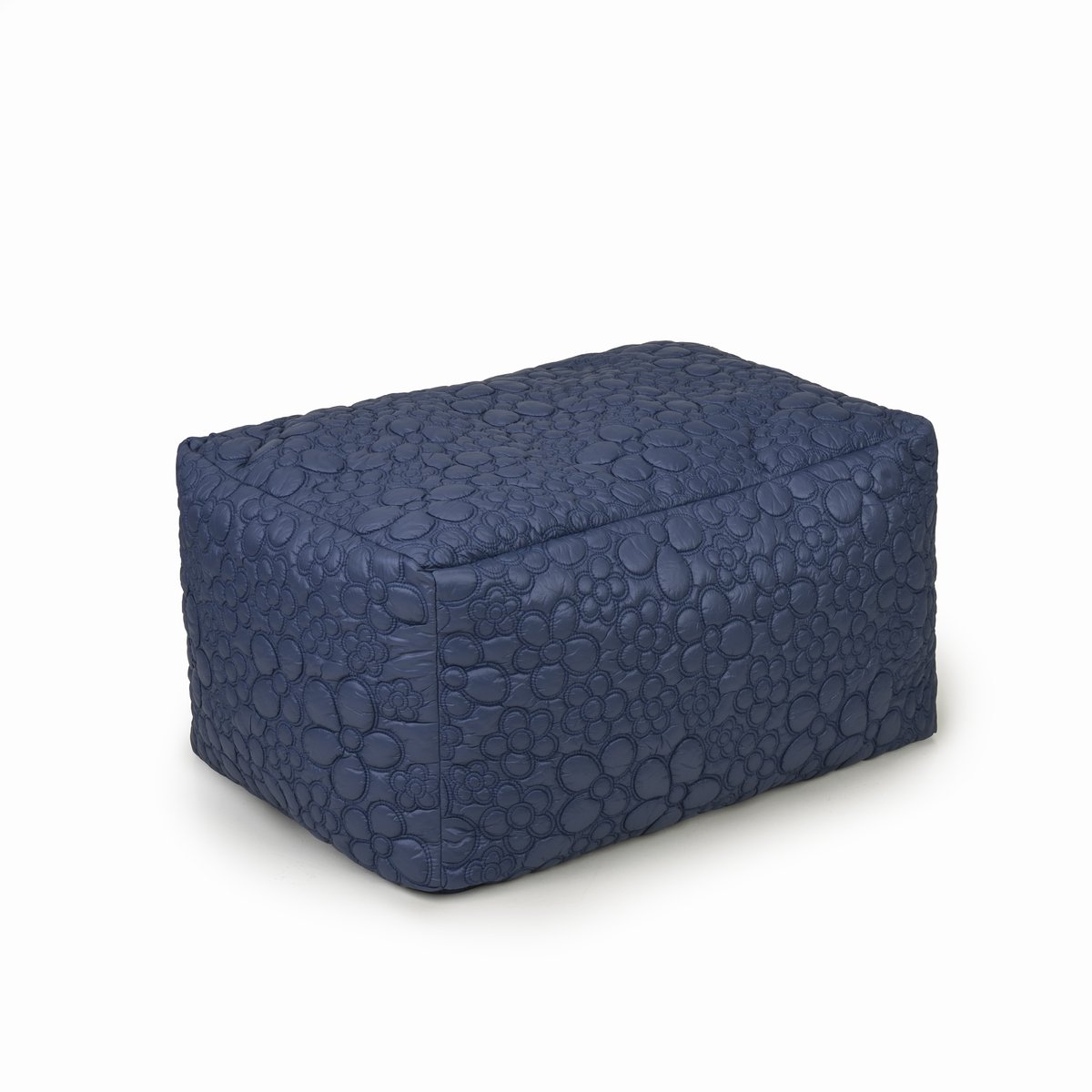 Drop & Sit - poef - tijdloos gewatteerd - bloemmotief - donkerblauw - 75x50x40 - comfort & stijl