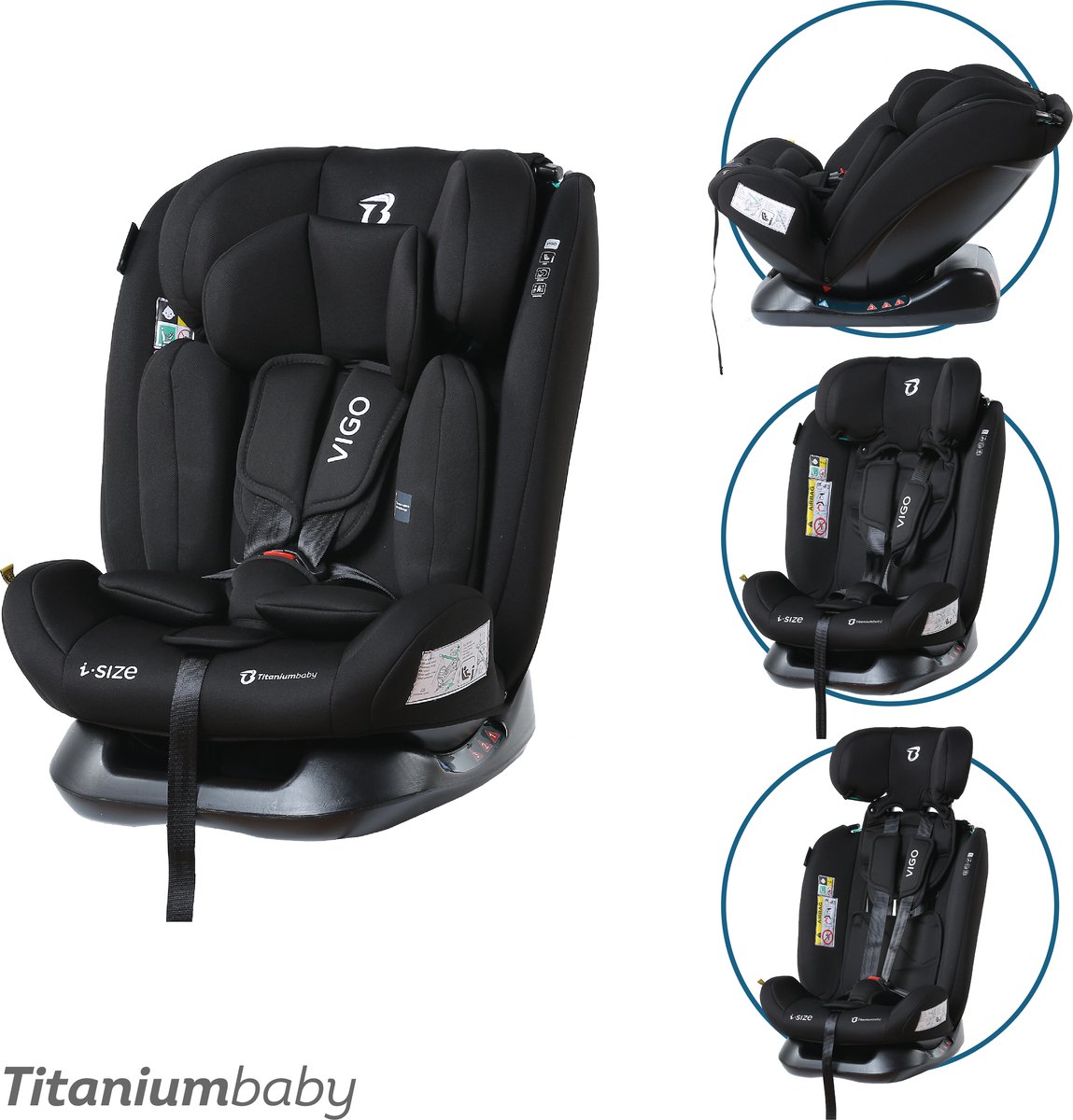Titaniumbaby Vigo Zwart 40-150 cm i-Size Autostoel TB-5911