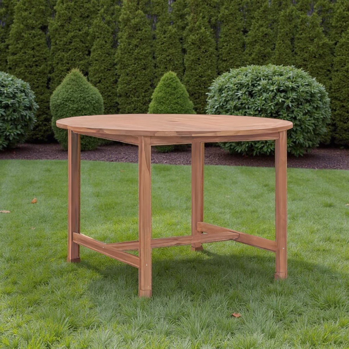 Ronde Tuintafel Ø110x75 cm Massief Teakhout – Weerbestendige Eettafel voor Binnen & Buiten