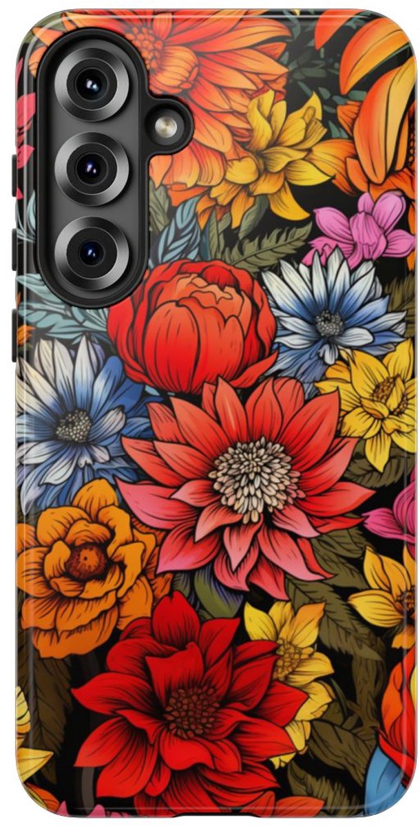 Levendig Bloemenpatroon – Telefoonhoesje Geschikt voor Samsung Galaxy S25 Plus