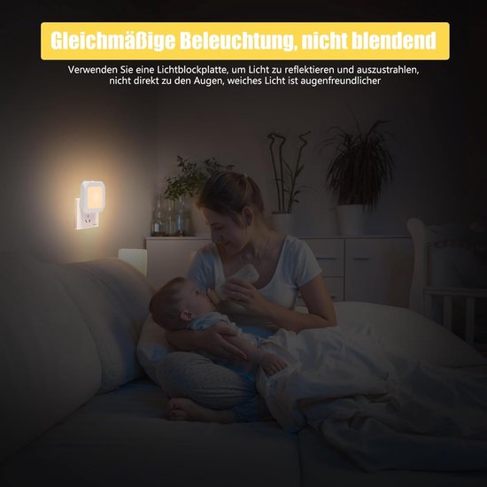 Nachtlampje - Nachtlampje Stopcontact - Nachtlampje volwassenen - LED nachtlampje - Met schuifbare dimstand - Geschikt voor slaapkamers-trappen - Voor Baby-Volwassenen-Kinderen(2-pack) van Aimosen — afbeelding 3