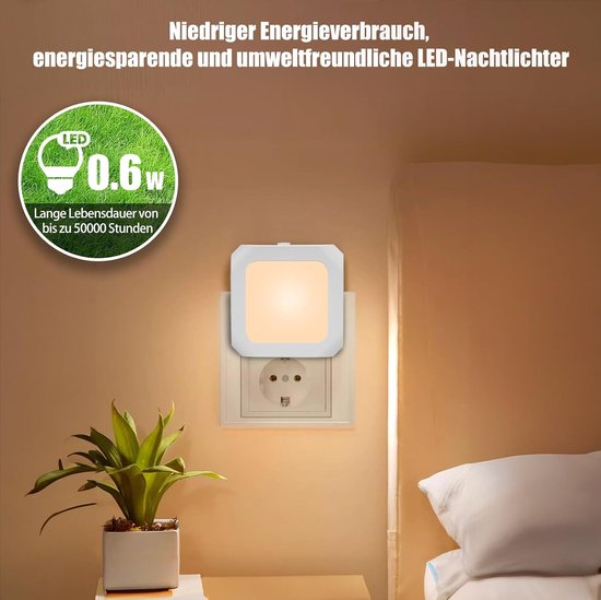 Nachtlampje - Nachtlampje Stopcontact - Nachtlampje volwassenen - LED nachtlampje - Met schuifbare dimstand - Geschikt voor slaapkamers-trappen - Voor Baby-Volwassenen-Kinderen(2-pack) van Aimosen — afbeelding 4