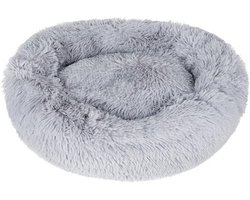 Purlov Honden/kattenmand/kussen - grijs - D60 cm - Huisdieren lig/slaap kussen - dikke warme ondergrond - hondenmand