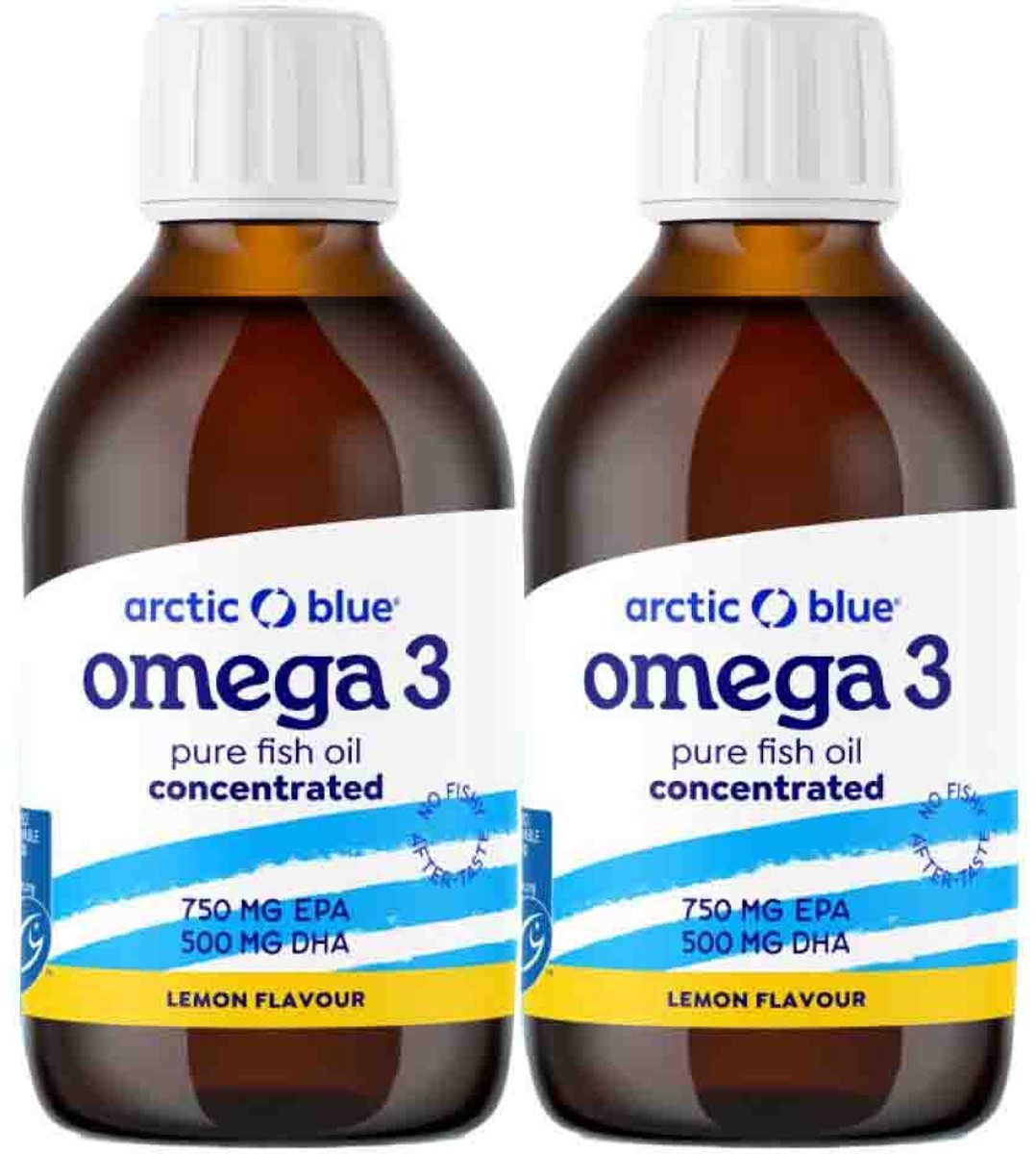 Arctic Blue - Visolie Omega-3 EPA 750mg & DHA 500mg Citroensmaak - 2 x 150 ml - Voordeelverpakking
