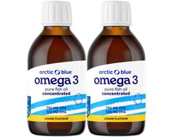 Arctic Blue Visolie Omega-3 EPA 750mg & DHA 500mg Citroensmaak - 2 x 150 ml