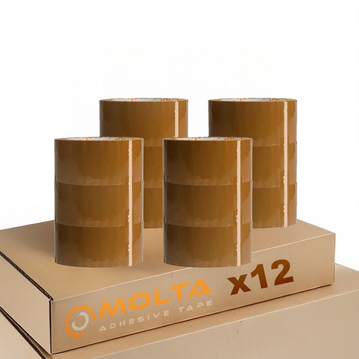 MOLTA | STANDARD BRUINE pakkettape 48 mm x 55 m | Pakketplakband | Kartontape | Verpakkingstape voor pakketten en dozen - 12 Rollen | ACRYLIC