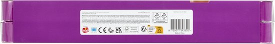 Zijkant van de verpakking van Jelly Blox speelgoed met keurmerken en barcode.