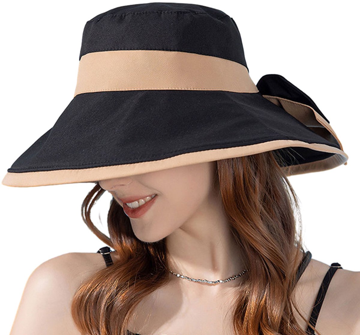 Zomerhoed met Brede Rand – Modieuze Strik en Zonbescherming – Eén Maat – Strand, Vakantie, Outdoor Dames