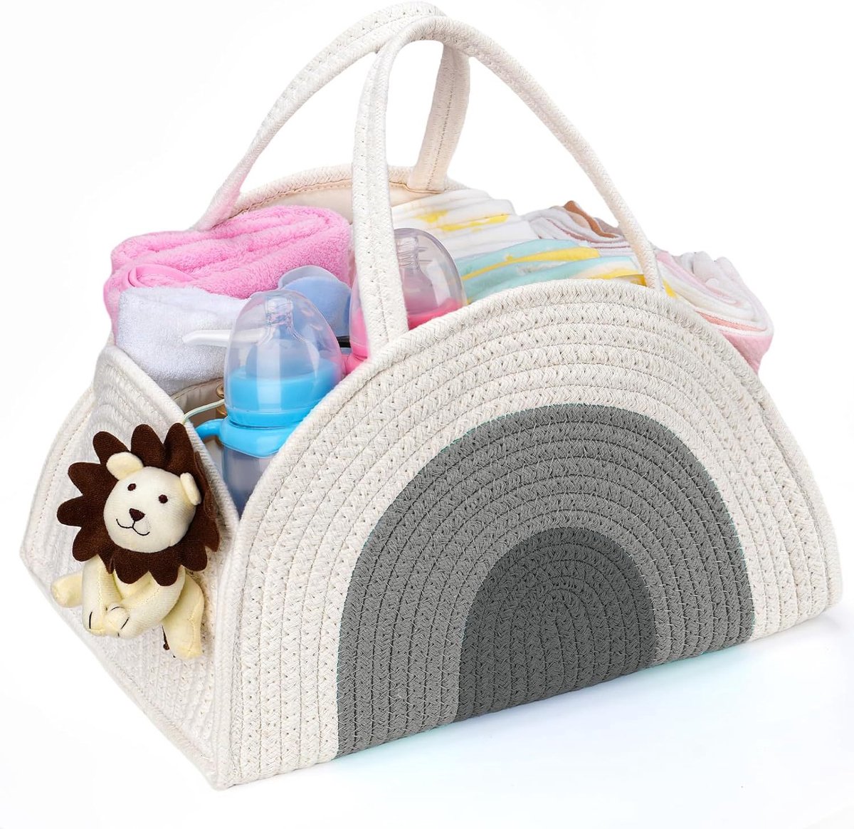Luiertas - Luiermand - Luierdoos - Opbergdoos - Geweven tas - grijs