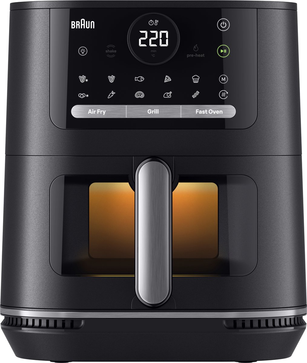 Braun MultiFry 5 Airfryer 3in1 met kookvenster - HF5073 - 6L - tot 6 personen - Vaatwasbestendige Lade - Braun - €124,74