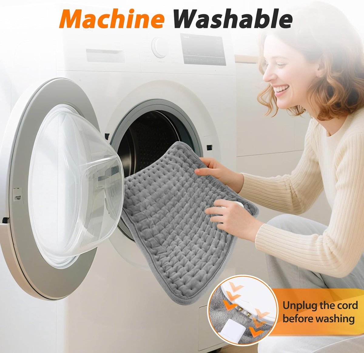Afbeelding 2 van Warmtekussen-Verwarmingskussen voor verlichting van rugpijn voor mannen en vrouwen - Verwarmingskussen voor verlichting van menstruatiepijn - Machinewasbare verwarmingsband - Heeft 9 warmtestanden en 4 tijdsinstellingen (Grijs-125*30)