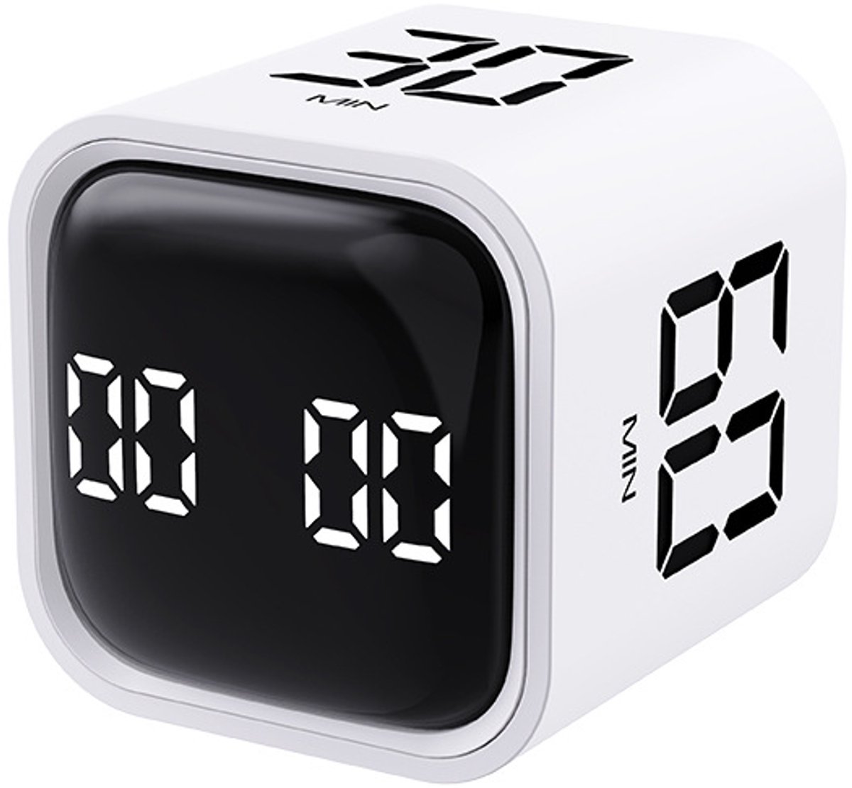 Pomodoro Techniek Timer - Time timer - Kookwekker -Timer - Digitale afteltimer - Roterende kubustimer - Eierwekker - Wit timer