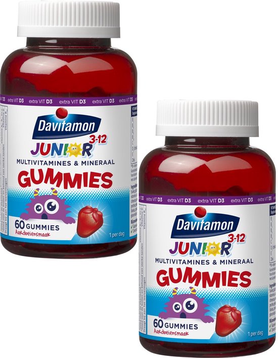 Davitamon Junior 3+ gummies - multivitamine kinderen - Voedingssupplement - 2 x 60 stuks - BUNDEL