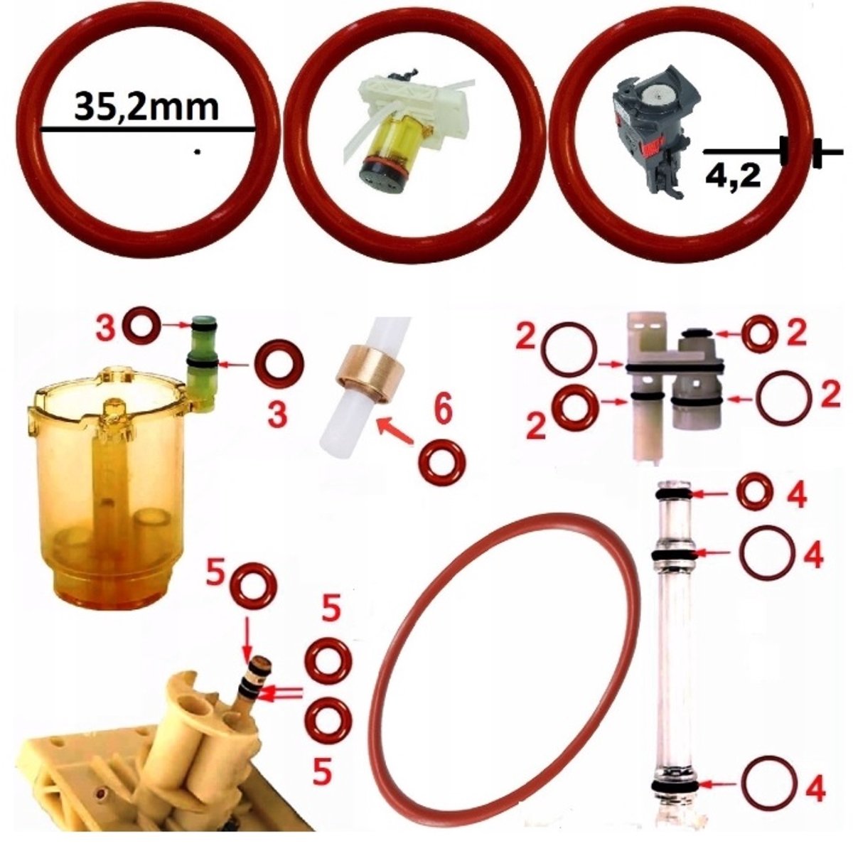 Pakkingen - reparatieset - oring - O-ring voor DELONGHI Eletta - Vervangend product / Leveringsomvang 19 stuks afdichtingen