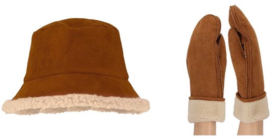 Morethansocks - Mitaines et bob pour femme - Daim - Taille unique - Mitaines Mitaines femmes adultes - Bob pour femme