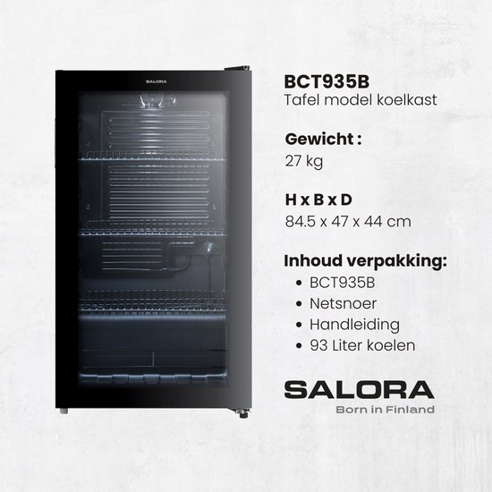 Salora BCT935B - Koelkast Tafelmodel - Koelkast - Koelkasten Vrijstaand - 93 l - Glazen deur van Salora — afbeelding 4