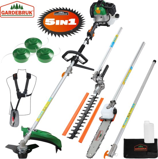 Gardebruk® 5-in-1 Multitool - Benzine Bosmaaier 52cc 100 cm Verlengstuk - Groen van Gardebruk — afbeelding 2