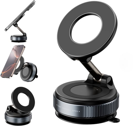 Support magnétique pour téléphone de voiture Blynk - Compatible avec iPhone MagSafe et Android - Ventouse - Rotation à 360 degrés - Universel