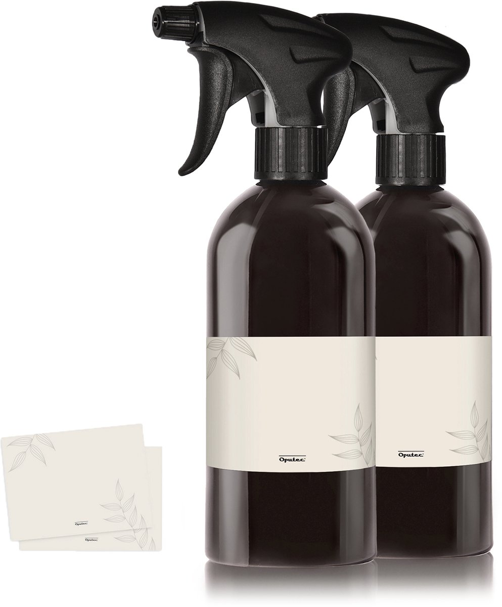 Oputec 2 x 500 ml sprayflessen – zwarte kunststof flessen me