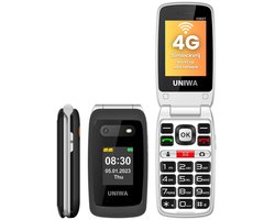 4G Senioren Mobiele Telefoon – Klaptelefoon met Grote Toetsen en Letters – SOS Noodknop – Senioren GSM – Dubbel Scherm – Oplaadstation – Simlockvrij – Eenvoudige Seniorentelefoon voor Ouderen Zwart – Oma Opa