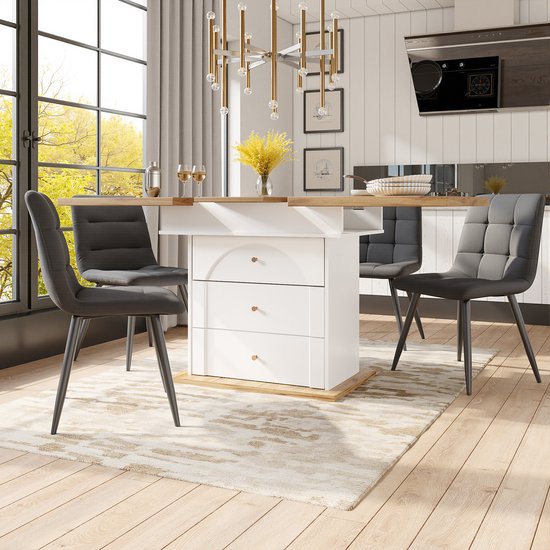 Ronde Eettafel 110cm Diameter Wit - Moderne Tulpen Tafel Voor Eetkamer & Woonkamer