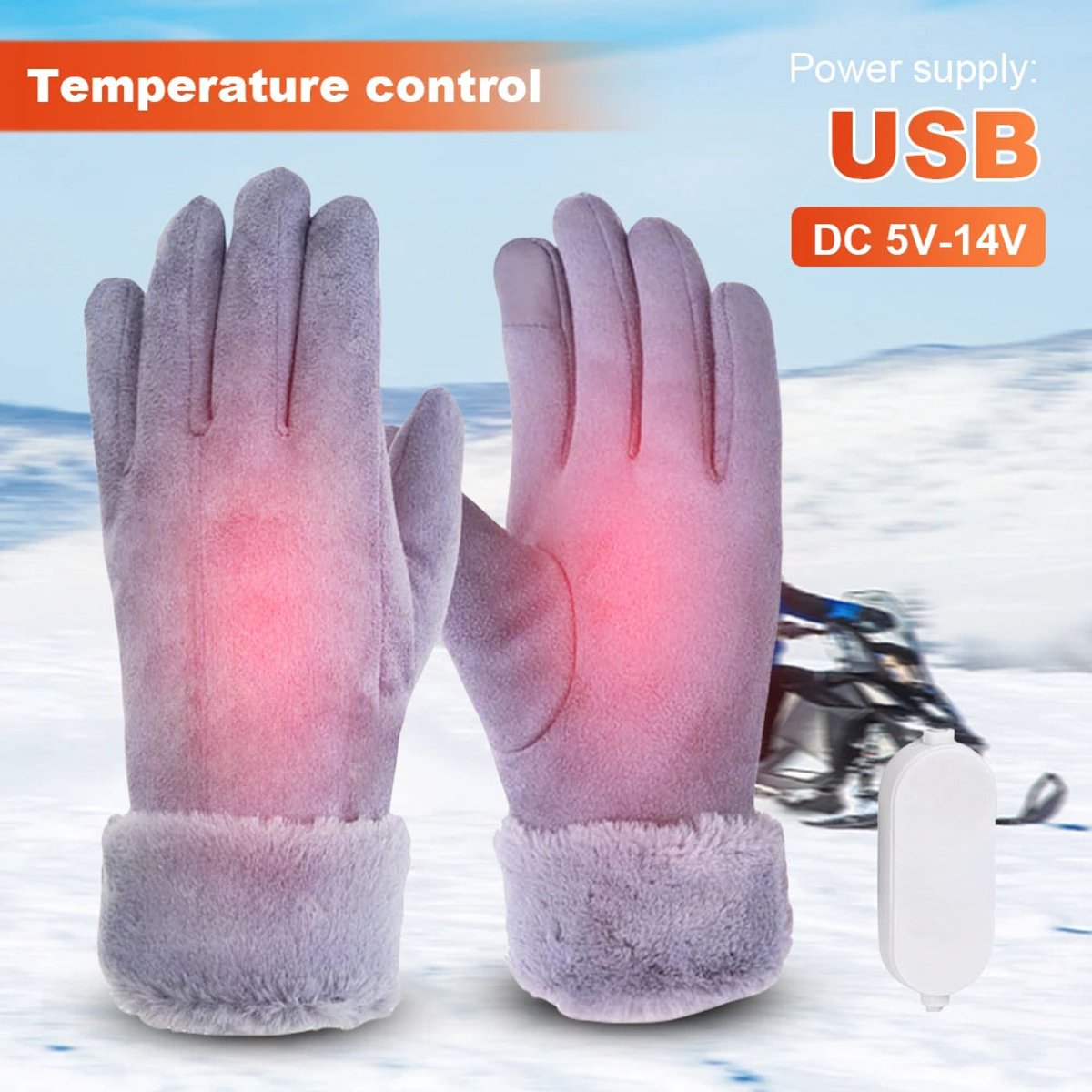 Oplaadbare Elektrische Verwarmde Handschoenen – Thermische Winterhandschoenen met 3 Warmtestanden, 10000 mAh Batterij, Winddichte Touchscreen Handschoenen voor Motor, Fiets, Sneeuw & Buitenactiviteiten