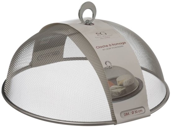 Secret de Gourmet Vliegenkap/voedselkap - RVS - rond - D30 cm - Eten/voedsel beschermen tegen ongedierte - Afdekkappen