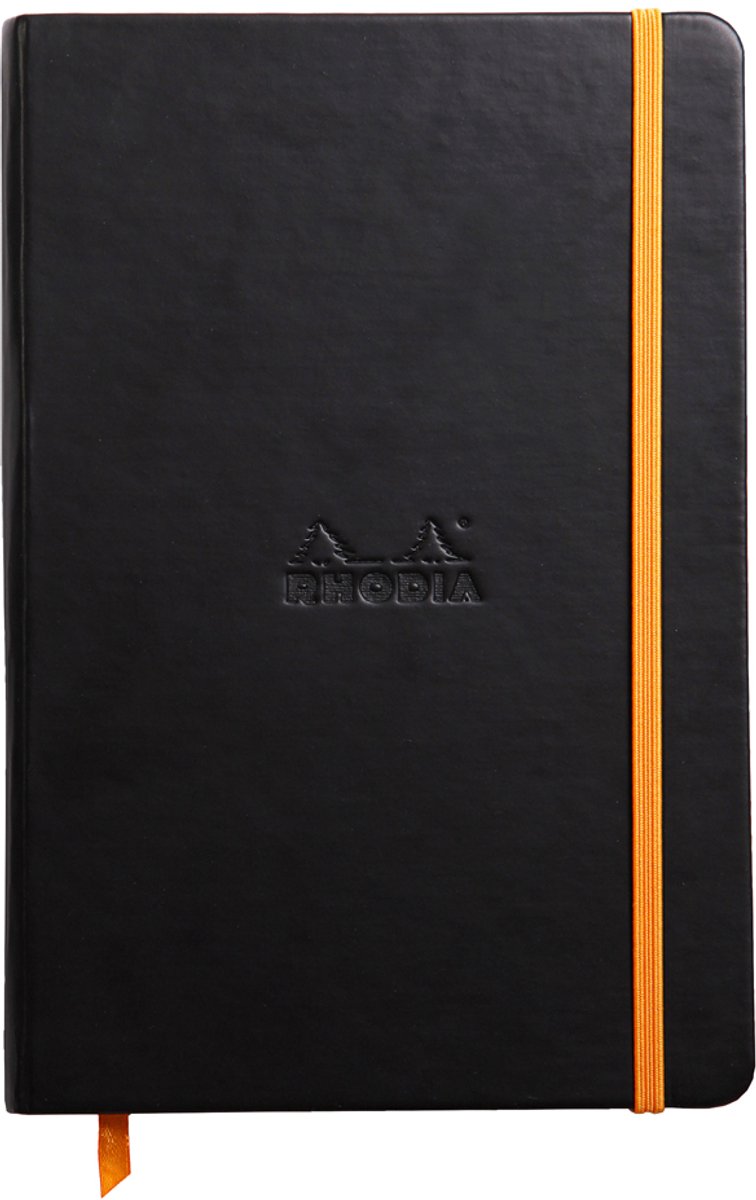 Rhodia notitieboek, gelinieerd, zwart, formaat A5.
