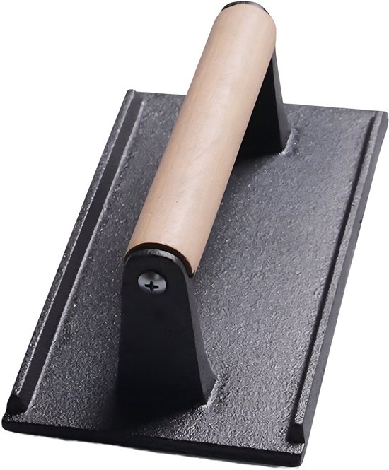 HULISEN 8,5 inch hamburgerpers, 1,1 kg zware spek- en grillpers, roestvrijstalen hamburgerpers, ronde hamburger met houten handvat, barbecue-bakplaataccessoires voor hamburgers, biefstuk, vlees