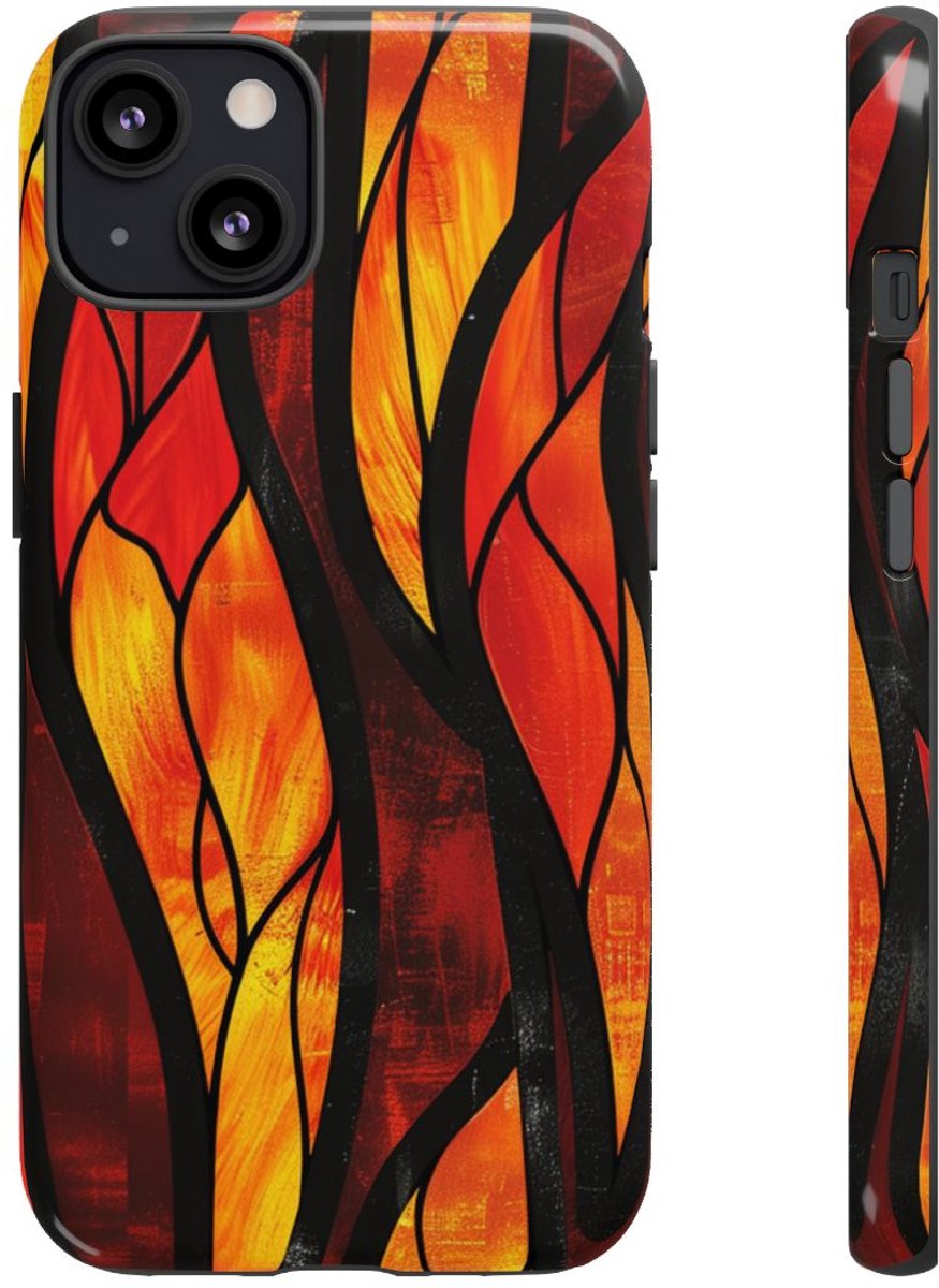 Glas-in-Lood Vlammen Design – Telefoonhoesje Geschikt voor iPhone 13