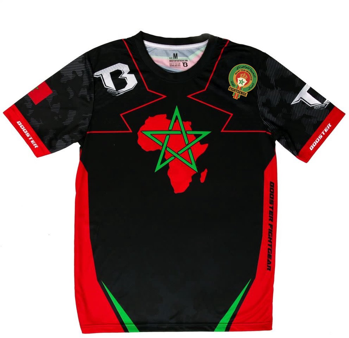 Booster Fightgear – AD MAROC Tee – Sport T-shirt – Polyester – Slim Fit – Marokkaanse vlag - MAAT S