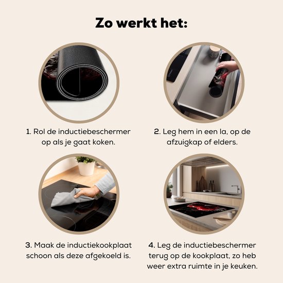 KitchenYeah® Inductie beschermer 80x55 cm - Kersen - Fruit - Water - Kookplaataccessoires - Afdekplaat voor kookplaat - Inductieplaat mat - Afdekmat voor inductiekookplaat - Keuken decoratie