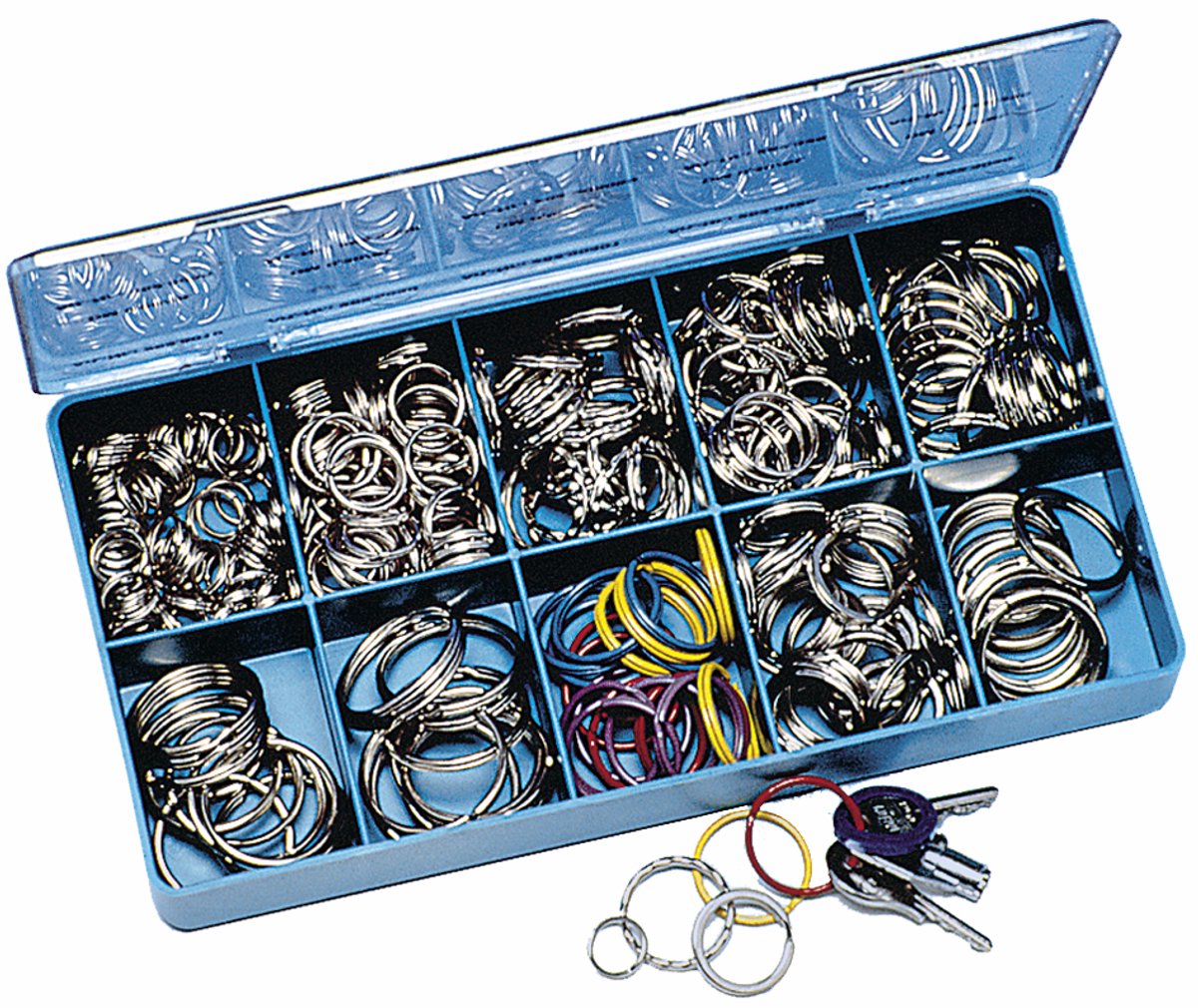 WEDO Metalen sleutelringen, assortimentsbox 300 stuks