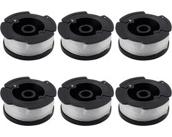 Maaidraad - 6 Stuks - Reserve Draden - Draadspoelen - Lijnlengte 10 Meter - 1,5 mm Diameter - Trimmerdraad - Met Deksel en Veer - Geschikt Voor Black & Decker grastrimmer STC1820CM, STC1820PC, STC1820EPC, STC1840EPC, ST5530, ST1823, GLC1823L20