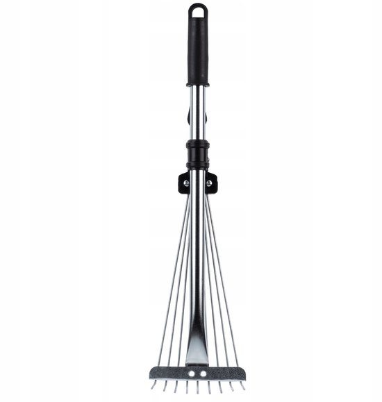 KADAX Hark voor bladeren en gras, instelbare draadhark, hark met brede kop, grashark van metaal, bladbezem met lange steel, tuinhark, bladhark, rekenborstel (9 tanden) van Merkloos	 — afbeelding 4