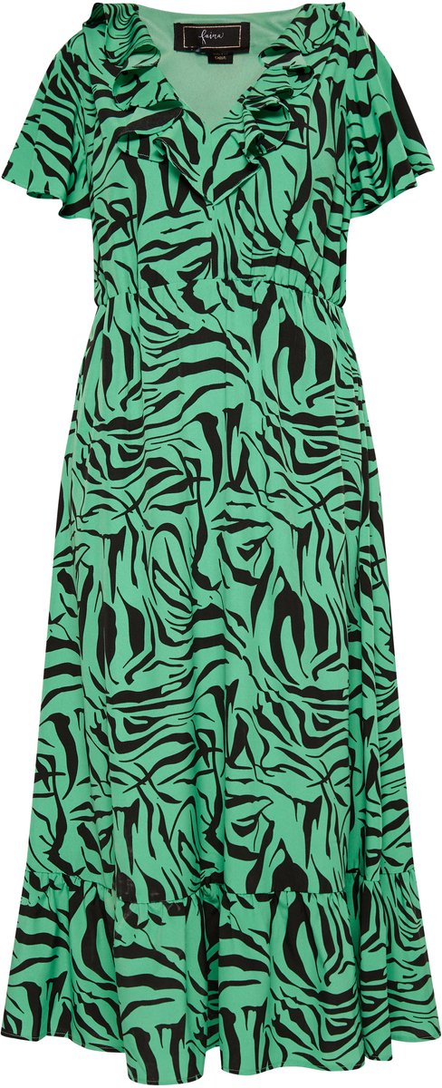 Faina Jurk - zebraprint Groen Zwart
