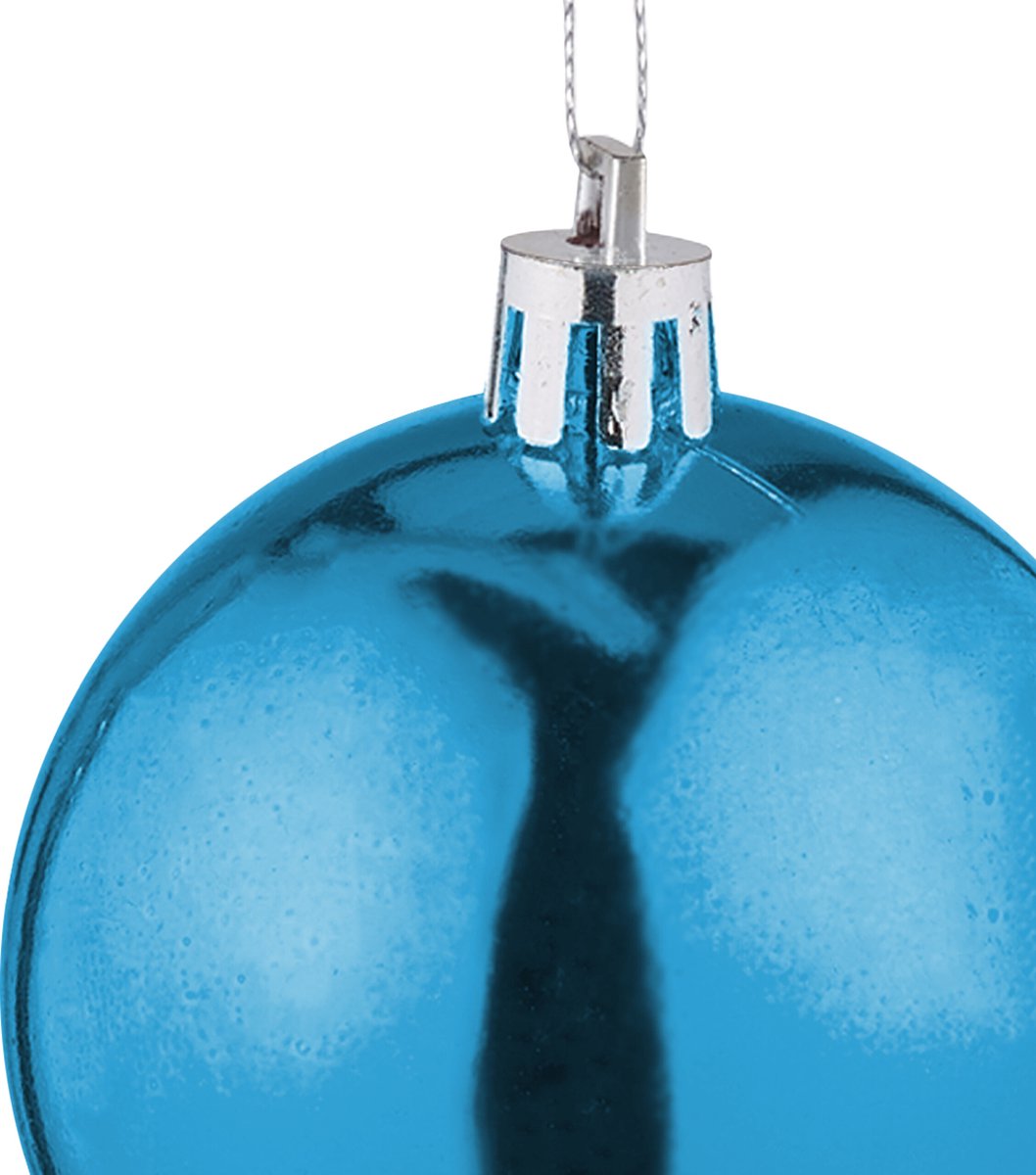 kerstballen set van 50 - Ø 6 cm - glanzend - mat - kunststof - petrol – foto 4