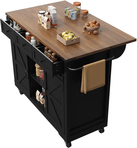 Keuken Alina 240cm Bruin Eiken/Zwart Loft Traditioneel Compleet met 28mm dik blad en bovenkasten met gasveren en handgrepen / Ventura Design - Ventura Design