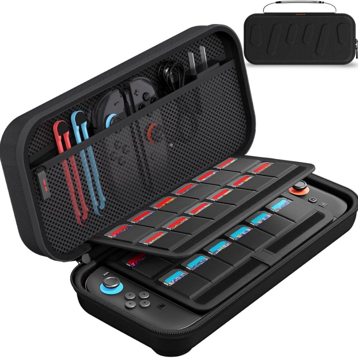JustValue Case Geschikt Voor Nintendo Switch 2 - Hoesje - Hardcase - Beschermhoes - Opbergtas Met Ritsvak en Handvat - Schokbestendig - Waterafstotend - Compact - Ruimte Voor Accessoires, Joy-Cons, Oplader, Kabels en Game Cards - Reis Etui - Zwart