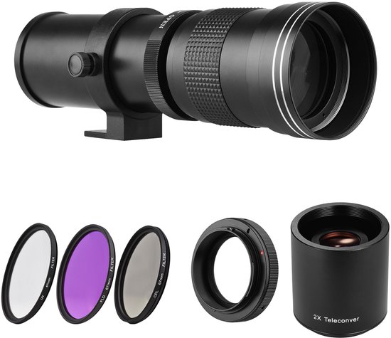 Andoer 420-800mm/1600mm F8.3-16 super téléobjectif zoom pour appareil photo Canon EOS EF