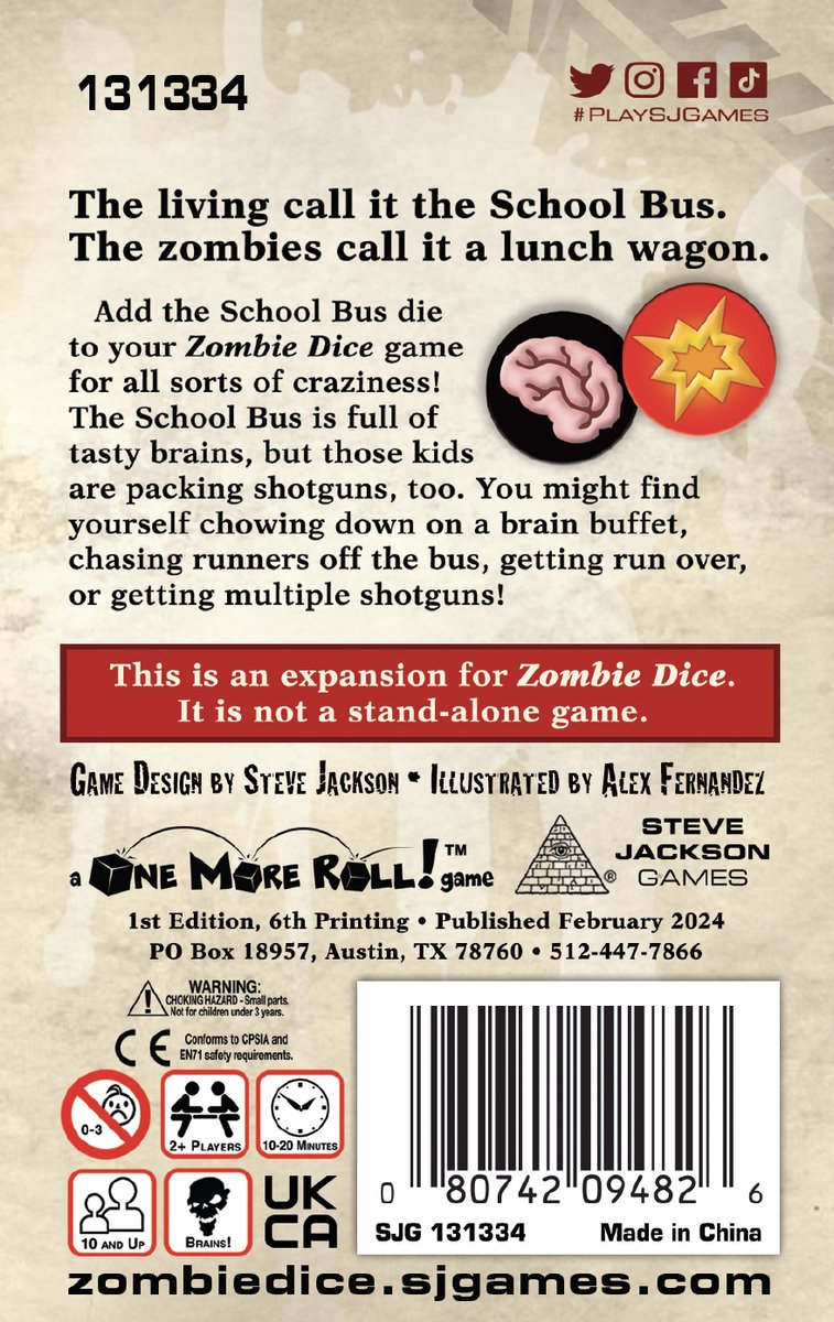 Zombie Dice 3 School Bus