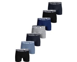 Björn Borg Cotton Stretch Boxershort Heren - Zwart/Blauw/Grijs - 7 stuks - Heren onderbroeken - Katoenen Boxer - Maat M