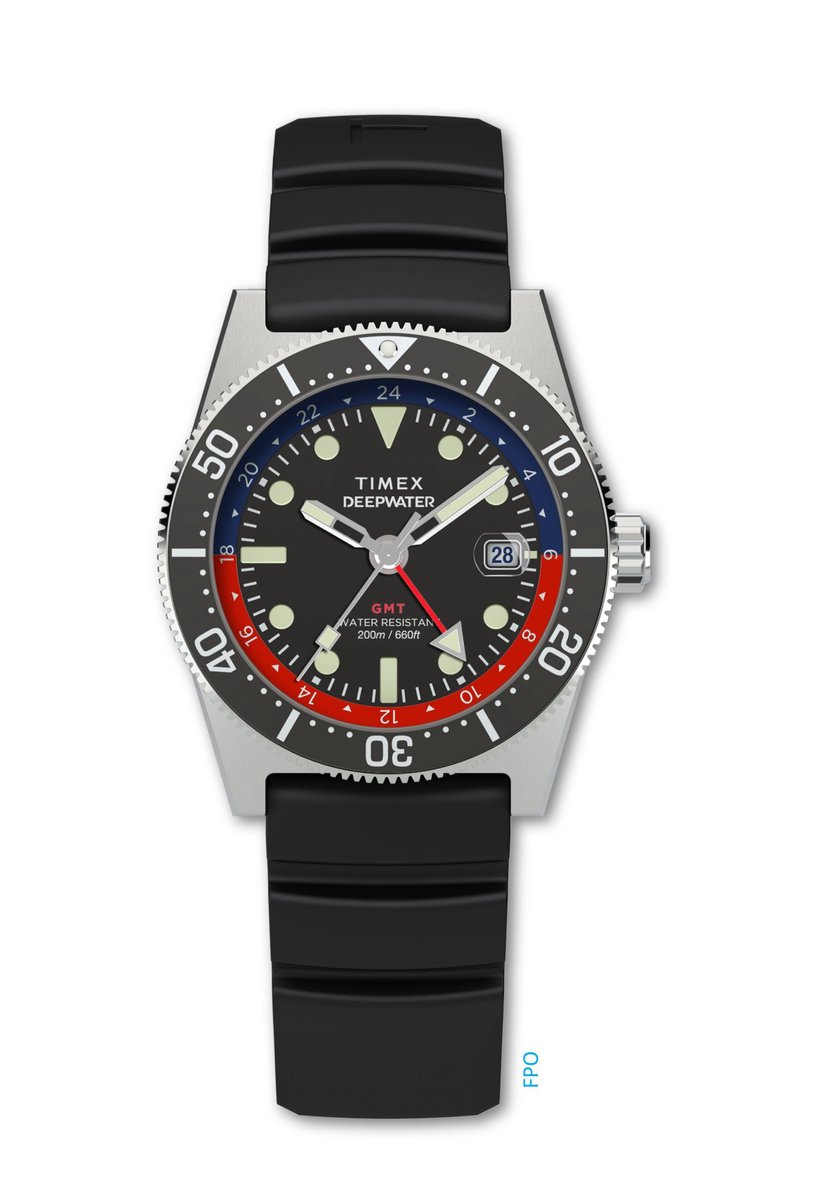 Timex Deepwater Reef 200 Gmt Kwarts Analoog Horloge Zwart Case: 100% Stainless Steel | Armband: 100% Rubber 40 TW2W75000AJ, TW2W75100AJ