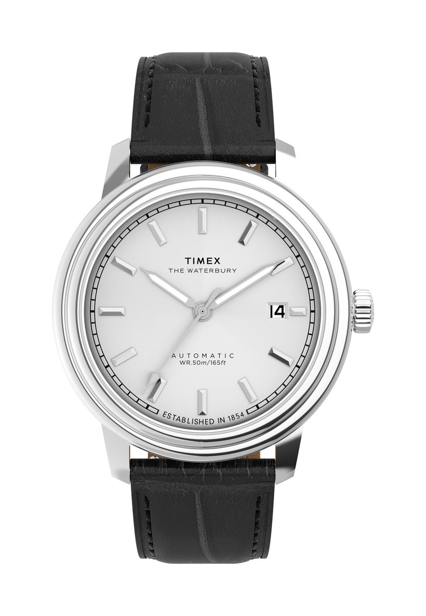 Timex Waterbury Metropolitan Automatic Mechanisch Automatisch Horloge Wit En Zwart Kast: 100% Roestvrij Staal | Armband: 100%Leer 41 TW2Y22900AJ, TW2Y23000AJ