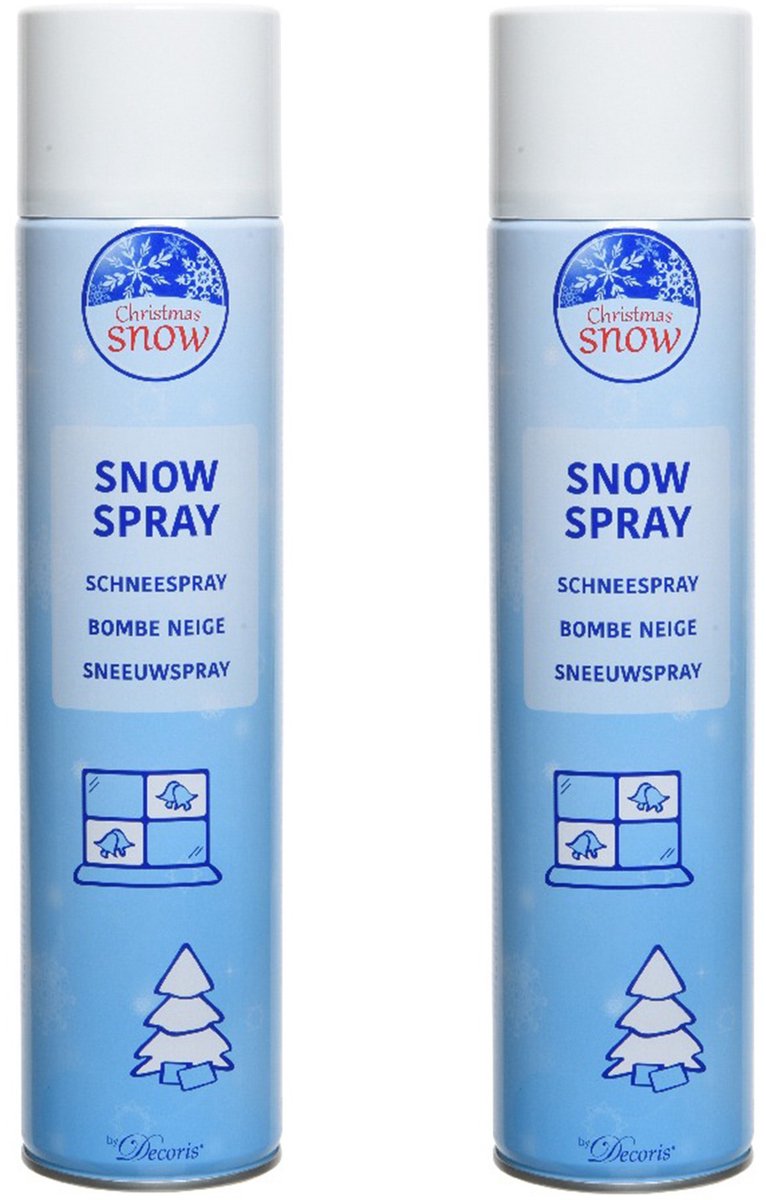 Decoris Sneeuwspray - 2x - wit - 400 ml - spuitsneeuw - kunstsneeuw - nepsneeuw - sneeuw decoratie