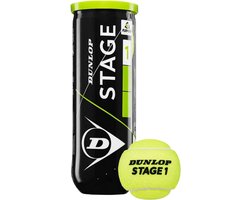 foto van Dunlop Stage 1 - Tennisballen - 3 stuks-  groen/geel